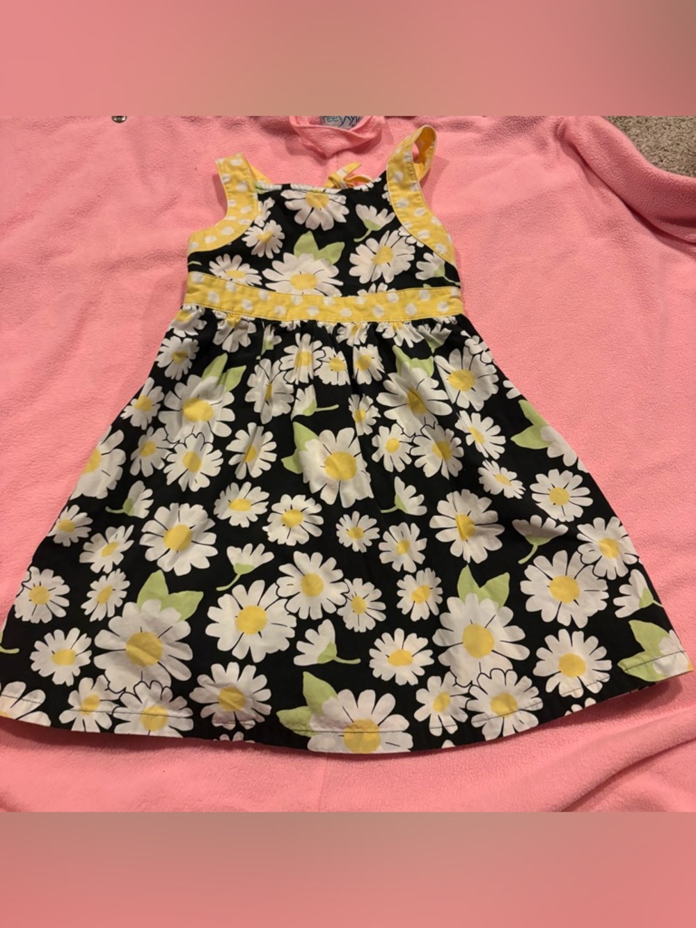 Gymboree Daisy Girl Black White Yellow Flower Tie Back Dress Floral Size 3